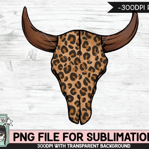 Leopard Cow Skull SUBLIMATION design PNG, Leopard Cow Skull png file, Cow Skull Leopard sublimation designs, boho, illustration, download