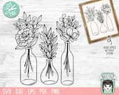 Flower Vase SVG file, Flower SVG files, Floral svg files, Flower cut files, Wildflowers svg, Floral Vase svg, Flower Bouquet, Vase cut file