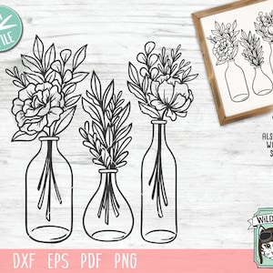 BlumenVase SVG Datei, Blumen SVG Dateien, Blumen svg Dateien, Blumen Cut Dateien, Wildflowers svg, Floral Vase svg, Blumenstrauß, Vase Cut Datei