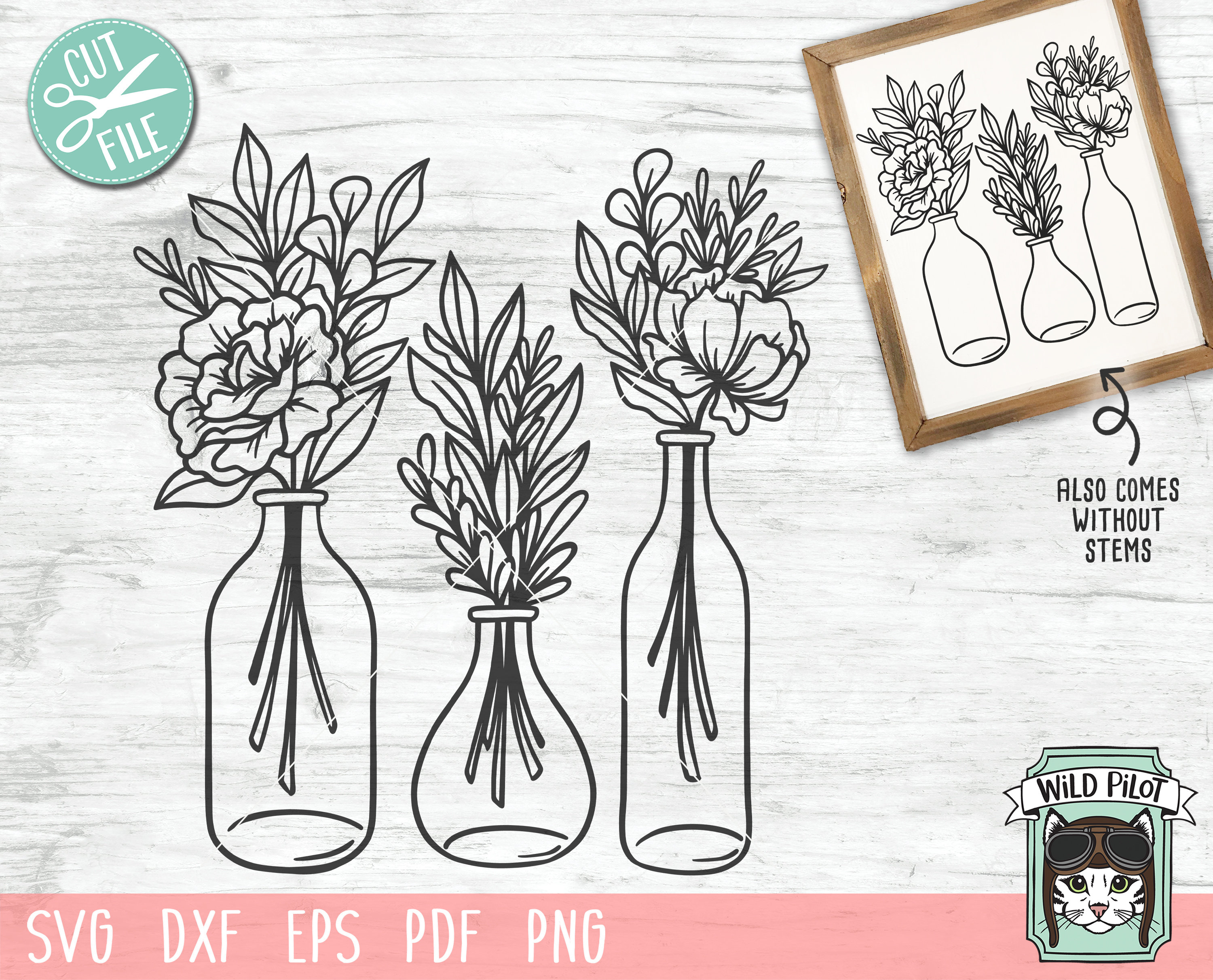 Flower Vase SVG File Flower SVG Files Floral Svg Files Etsy