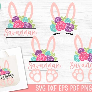 Hase SVG, Ostern Monogramm Rahmen SVG Cut File, Osterhase PNG, Osterkorb Monogramm svg, Blumen Hase Svg, Blume Osterhase Gesicht