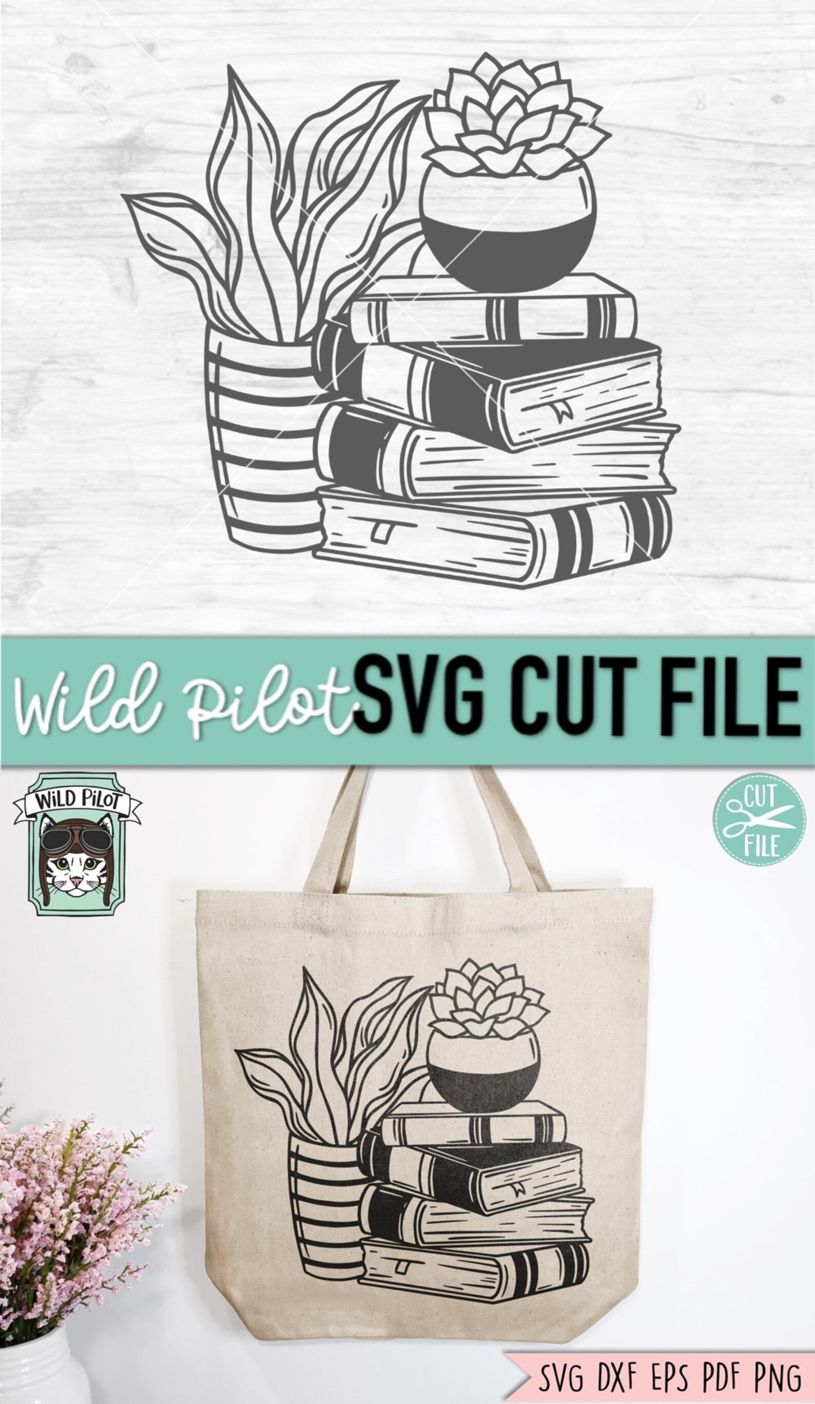 Book SVG, Reading SVG, Succulent Svg, Book Lover SVG, Cactus Svg ...