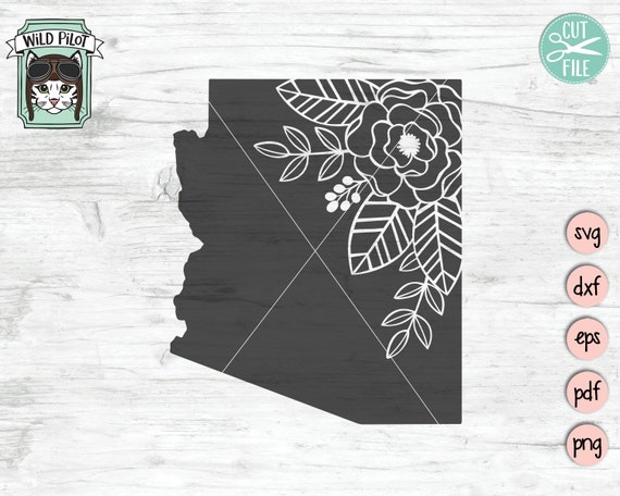 Arizona svg file, Arizona cut file, Arizona Silhouette svg, Floral Arizona svg, State svg file, Arizona Flowers svg, State Flower svg file