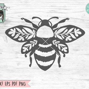 Bee SVG Cut File, Bee Laurel Leaves SVG, Honey Bee SVG, Bumble Bee svg, Bee Cut File, Save the Bees, Bee Happy, Bee Kind, Insect svg file image 1