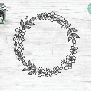 Wreath SVG file, Flower Wreath svg, Floral Wreath clipart, Monogram wreath, Wreath cut file, floral Wreath svg, Flower Frame, monogram frame