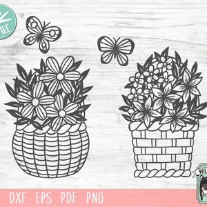 Flower Basket SVG bestand, Flower Basket cut file, Easter SVG file, Easter cut file, Easter Basket svg, Spring svg, Garden svg, Gardening svg