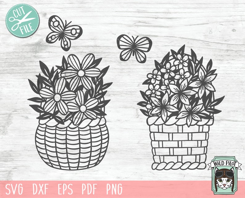 Download Flower Basket SVG file Flower Basket cut file Easter SVG ...