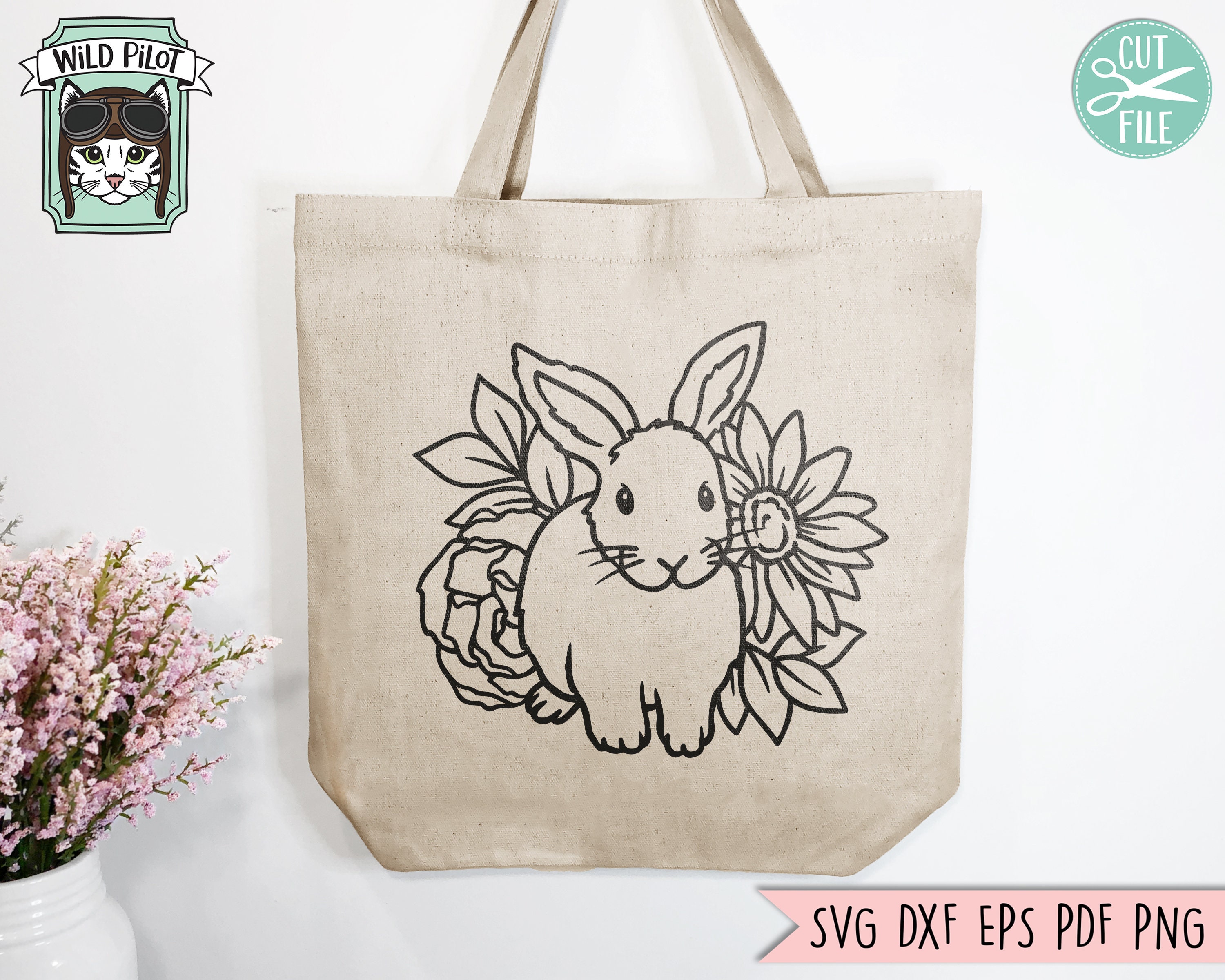 Floral Bunny SVG, Easter Svg File, Rabbit With Flowers SVG, Rabbit Cut ...
