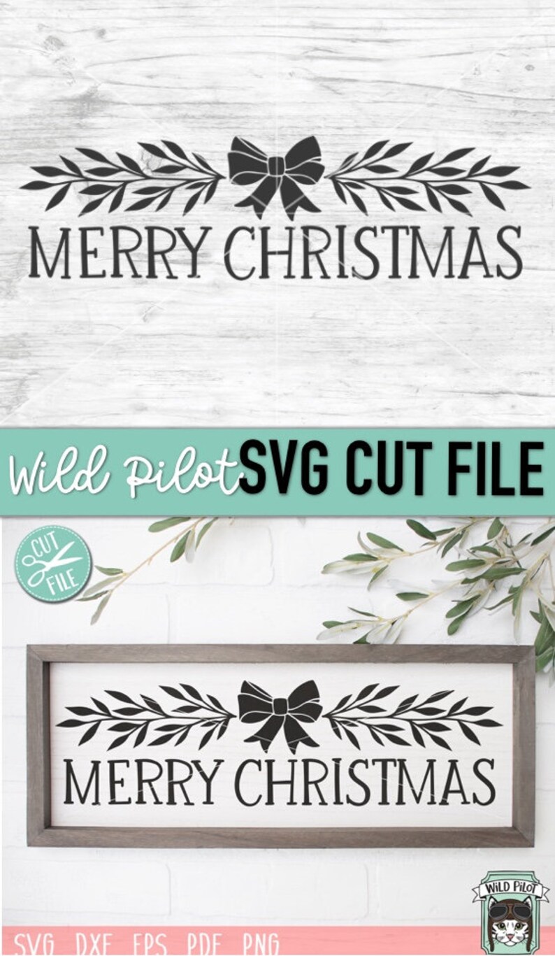May include: A black and white digital design featuring a wreath with a bow and the text "Merry Christmas".