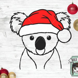 Koala Santa hat svg file, Koala with Hat svg, Christmas svg file, Koala svg, Christmas cut file, Christmas Santa hat svg, Australia svg file