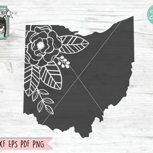 Ohio svg file, Ohio Silhouette svg, Ohio cut file, Ohio clipart, Floral Ohio svg, State SVG, Ohio Flowers svg, state cut files