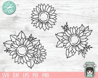 Archivos SVG de girasol, Flor SVG, Girasol svg, Archivos SVG florales, Archivo de corte de flor, Paquete de girasol, Archivo svg de flor, Archivo de corte svg floral