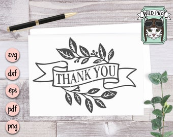 Thank You SVG Datei, Thank You Cut Datei, Thank You Vektor, Thank You Karte svg, Thank You Card Cut Datei, Ribbon Banner, Clipart