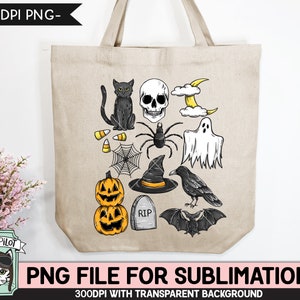 Halloween Doodles SUBLIMATION design PNG, Halloween png file sublimation design, Fall, Autumn, Pumpkin, Skull, Cat, Bat, Ghost, Spider, Crow image 3