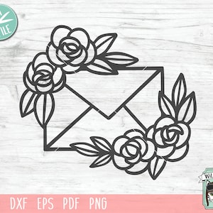Sobre SVG Cut File, Valentines Day svg, Love Letter SVG file, Envelope Flowers svg, Valentines Cut File, Wedding Card Box svg