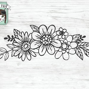 Flowers SVG file, Flowers cut file, Floral svg, Flower Border svg file, Floral Border cut file, Flowers clip art