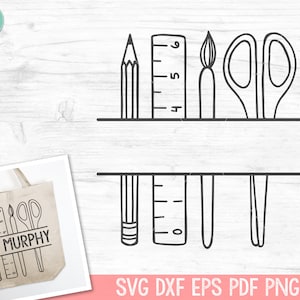 Teacher SVG, Monogram Frame SVG, Teacher Gift SVG, Teacher Shirt svg, School Supplies svg, Back to School SVGTeacher Pencil svg, Scissors