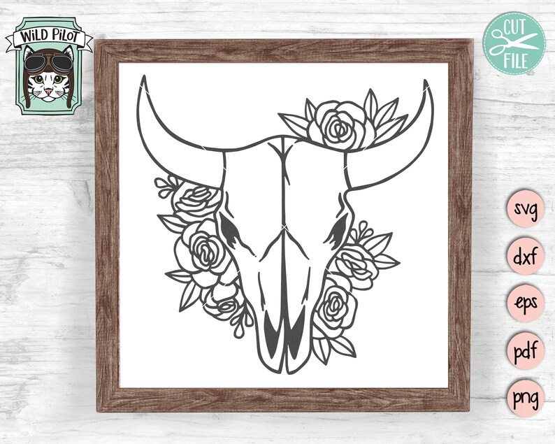 Download Cow Skull with Flowers SVG file Cow Skull svg file Cow ...