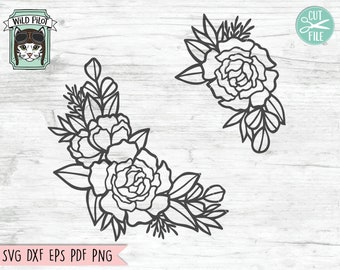 Flower SVG Files, Flower Border SVG, Floral SVG files, Flower cut file, Flower Frame svg, Floral Cut file, Rose svg file, Peony svg