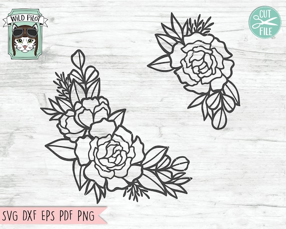 Flower SVG Files, Flower Border SVG, Floral SVG files, Flower cut file, Flower Frame svg, Floral Cut file, Rose svg file, Peony svg