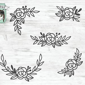 Flowers SVG File, Flowers cut file, Flower Doodles svg, Flower Flourish Bundle svg, Florals svg, Floral SVG, Floral Cut file, Wedding svg