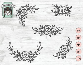 Flowers SVG File, Flowers cut file, Flower Doodles svg, Flower Flourish Bundle svg, Florals svg, Floral SVG, Floral Cut file, Wedding svg