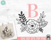 Flower Monogram SVG, Floral Monogram cut file, Monogram Frame, flower svg file, floral svg file, wedding monogram sign, bridesmaids gift svg
