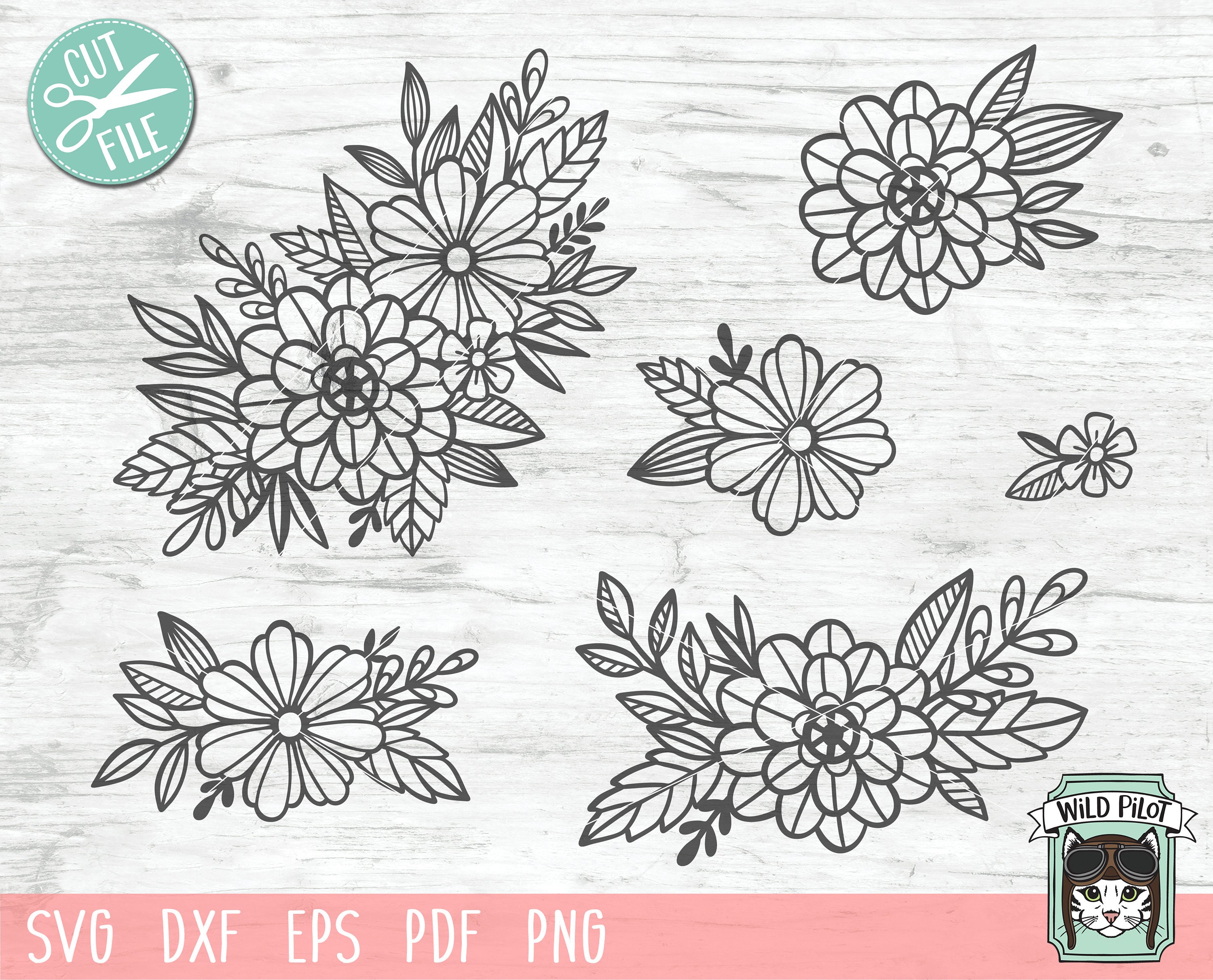 Flowers SVG file Flowers Cut file Floral SVG Bundle Flower | Etsy