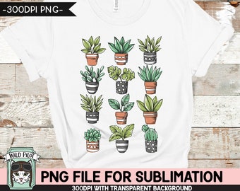 Plant Lover SUBLIMATION design PNG, Piante PNG file di sublimazione, Piante sublimazione, Piante in vaso png file, Succulenta, Cactus, Monstera