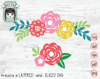 Flower SVG files, Colorful Flower cut files, Flower motifs svg, Floral cut files, Flowers clipart, Flowers Vector, Floral sublimation