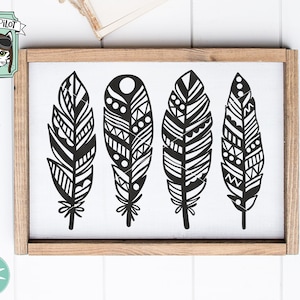 Feathers SVG file, Feather Border, Boho Feather Cut File, Feather Border svg, Bohemian svg, Tribal Feathers svg, Wild Free svg, southwest