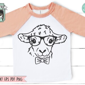 May include: Black and white line art illustration of a sheep wearing glasses and a bow tie. The sheep is looking directly at the viewer.