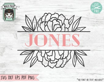 Flower Border SVG, Flower svg, Flower Monogram, Split Monogram, Floral Monogram, Floral Border SVG File, Floral Wedding Monogram Cut file