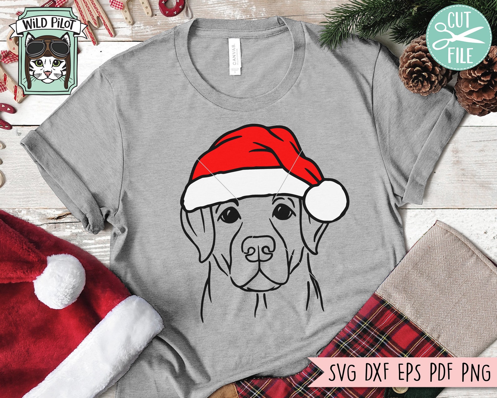 Dog Santa Hat Svg File, Dog With Hat Svg, Christmas Svg File, Labrador ...