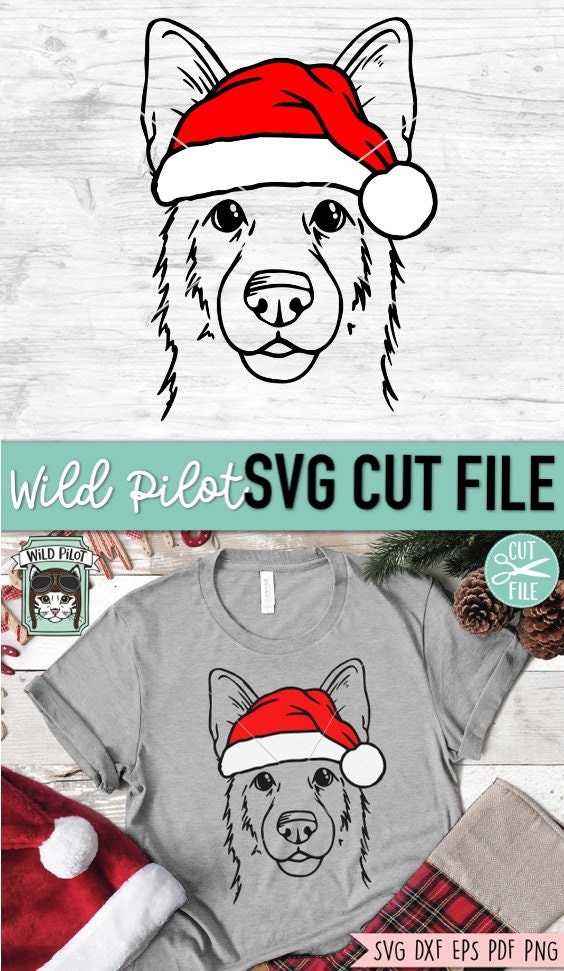 Dog Santa Hat Svg File, Dog With Hat Svg, Christmas Svg File, German ...