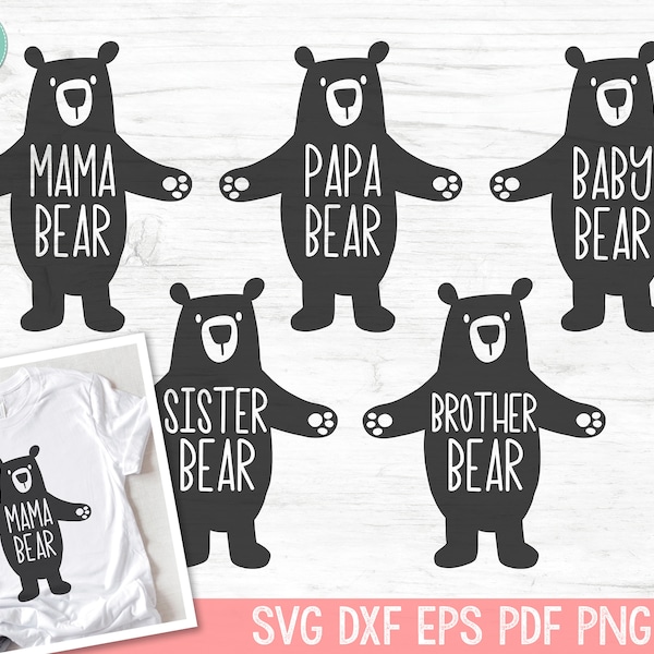 Family Bear SVG files, Mama Bear svg, Baby Bear svg, Brother Bear, Sister Bear, Papa Bear svg cut file, sibling svg, Family Bear Bundle svg