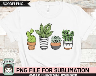 Cactus SUBLIMATION design PNG, Succulent PNG sublimation file, Plants sublimation, Cactus, Succulent sublimation designs, Plant Lover png