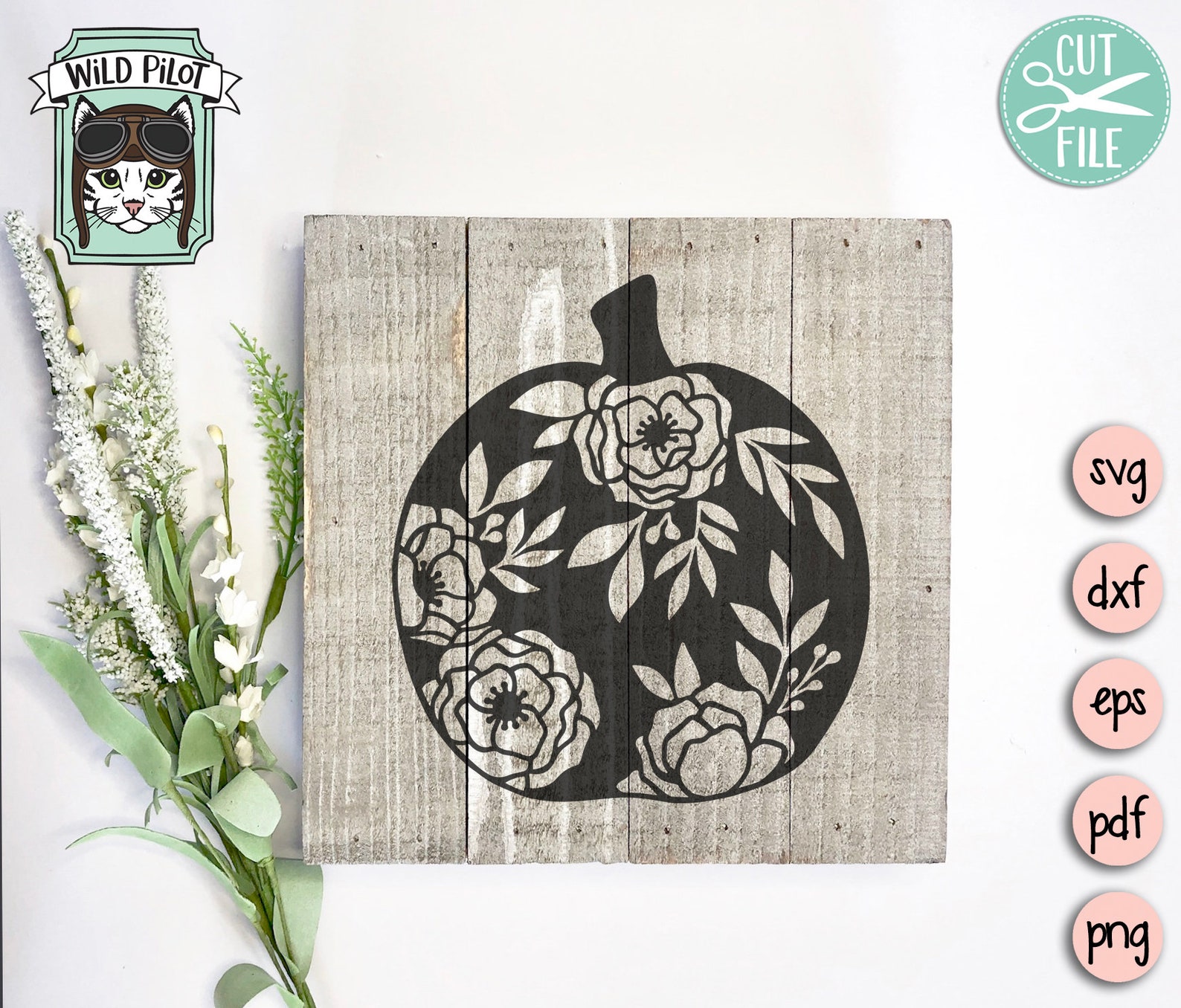 Floral Pumpkin SVG File Flower Pumpkin Cut File Fall Svg Etsy