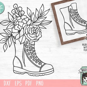 Combat Boots SVG file, Combat boots Flowers SVG file, Floral Combat Boots cut file, Military Spouse, Wife, Memorial, Military Mom, Support