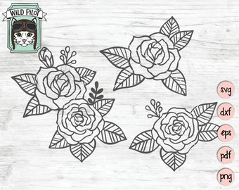 Blumen SVG Datei, Rosen SVG Datei, Floral svg, Blumen Akzent svg Datei, Floral Border Cut Datei, Rose SVG, Hochzeit Clipart, Blumen Cut Datei