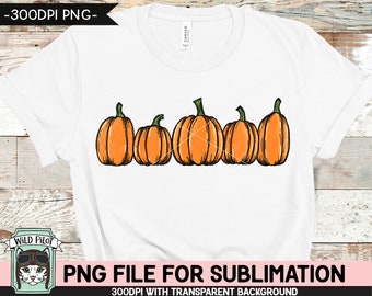 Diseño de SUBLIMACIÓN de calabaza PNG, archivo png de calabaza, diseños de sublimación de calabaza, otoño, otoño, Halloween, acción de gracias, fila de calabazas png