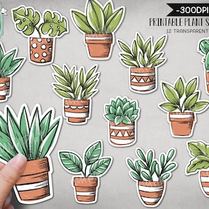 PRINTABLE Plants Sticker files PNG file, Potted Plants Illustrations, Planner Sticker file, Cactus Planters, Plant Lovers Digital, Plant Mom