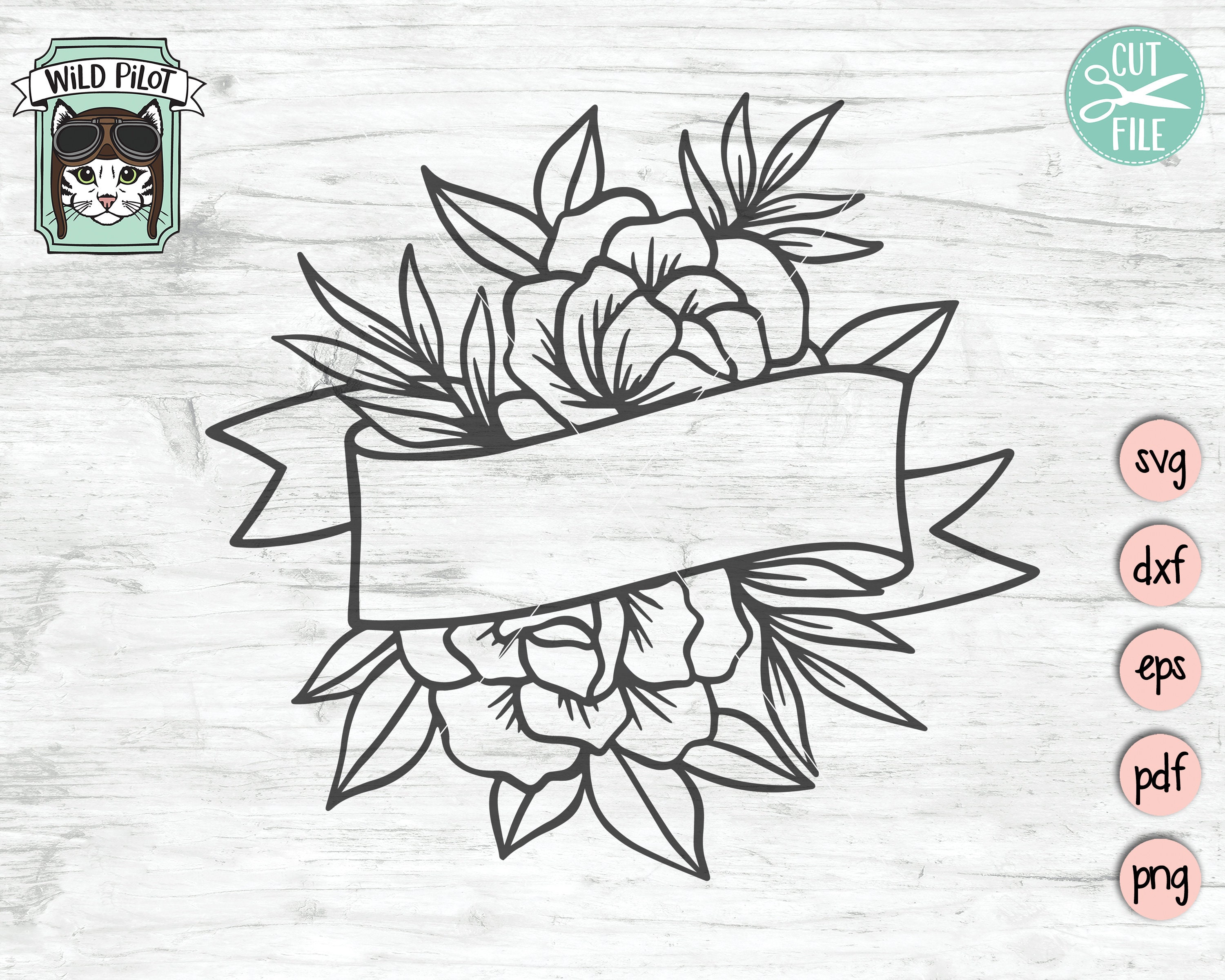 Download Floral Ribbon Banner Svg Flower Ribbon Border Svg Flower Etsy