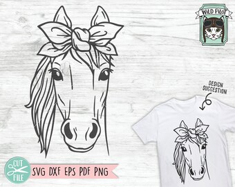 Horse Bandana SVG, Horse SVG file, Horse cut file, Horse with Bandana, Bandana Horse svg, Animal Face, Horse with Scarf, Horse Head Scarf