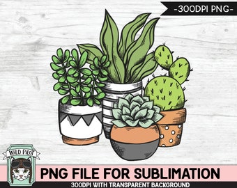Cactus SUBLIMATION design PNG, Succulent PNG sublimation file, Plants sublimation, Cactus, Succulent sublimation designs, Plant Lover png