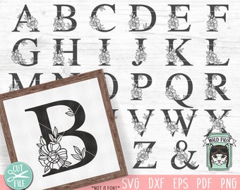 Floral Monogram Alphabet SVG, Flower Letters svg, Floral Letters svg, Flower Alphabet cut file, Floral Alphabet Cut file, Monogram svg file