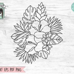Tropical Flowers SVG Cut File, Tropical Leaves SVG, Hibiscus SVG, Palm Leaf svg, Monstera svg, Banana Leaf svg, Summer svg, Tropical Leaf