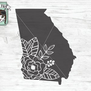 Georgia svg file, Georgia Silhouette svg, Georgia cut file, Georgia clipart, Floral Georgia svg, State SVG, Georgia Flowers svg