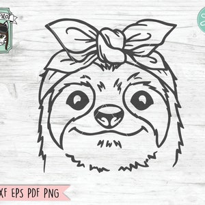 Sloth Bandana SVG, Sloth SVG file, Sloth cut file, Sloth with Bandana, Bandana Sloth svg, Animal Face, Sloth with Scarf, Sloth Head Scarf
