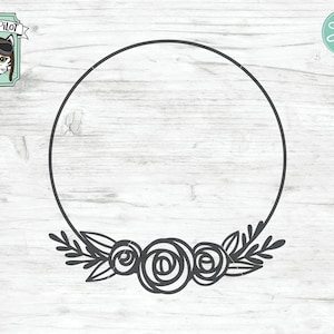 Flower Frame SVG, Wreath SVG file, Flower Wreath svg, round frame svg, Flower Monogram frame svg, Wreath cut file, floral Wreath svg, vector